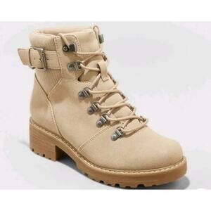 Universal Thread Taupe Combat kelly Boots lace up lug sole neutral shoe size 11